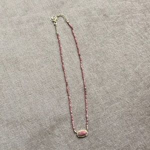 KS Elisa Gold Beaded Necklace In Pink Rhodonite